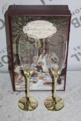 Boxed Pair of The Wedding Of The Season Gold Stem Glass Champagne Flutes RRP £24.99