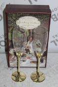 Boxed Pair of The Wedding Of The Season Gold Stem Glass Champagne Flutes RRP £24.99