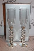 Boxed Pair of Heart Stem Lovers Champagne Flutes RRP £24.99 a Set