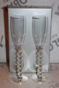 Boxed Pair of Heart Stem Lovers Champagne Flutes RRP £24.99 a Set