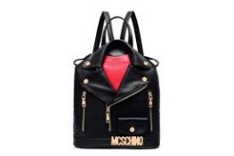 Brand New Womens, Coolives, Moschino Style, Ladies Biker Jacket, Black Leather Backpack, RRP £50.00