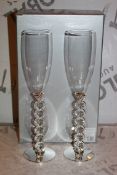 Boxed Pair of Heart Stem Lovers Champagne Flutes RRP £24.99 a Set