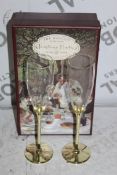 Boxed Pair of The Wedding Of The Season Gold Stem Glass Champagne Flutes RRP £24.99