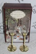 Boxed Pair of The Wedding Of The Season Gold Stem Glass Champagne Flutes RRP £24.99