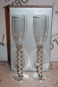 Boxed Pair of Heart Stem Lovers Champagne Flutes RRP £24.99 a Set