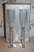 Boxed Pair of Heart Stem Lovers Champagne Flutes RRP £24.99 a Set