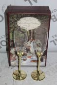 Boxed Pair of The Wedding Of The Season Gold Stem Glass Champagne Flutes RRP £24.99