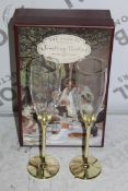 Boxed Pair of The Wedding Of The Season Gold Stem Glass Champagne Flutes RRP £24.99