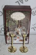 Boxed Pair of The Wedding Of The Season Gold Stem Glass Champagne Flutes RRP £24.99