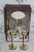 Boxed Pair of The Wedding Of The Season Gold Stem Glass Champagne Flutes RRP £24.99