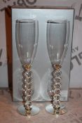 Boxed Pair of Heart Stem Lovers Champagne Flutes RRP £24.99 a Set