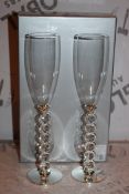 Boxed Pair of Heart Stem Lovers Champagne Flutes RRP £24.99 a Set