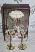 Boxed Pair of The Wedding Of The Season Gold Stem Glass Champagne Flutes RRP £24.99