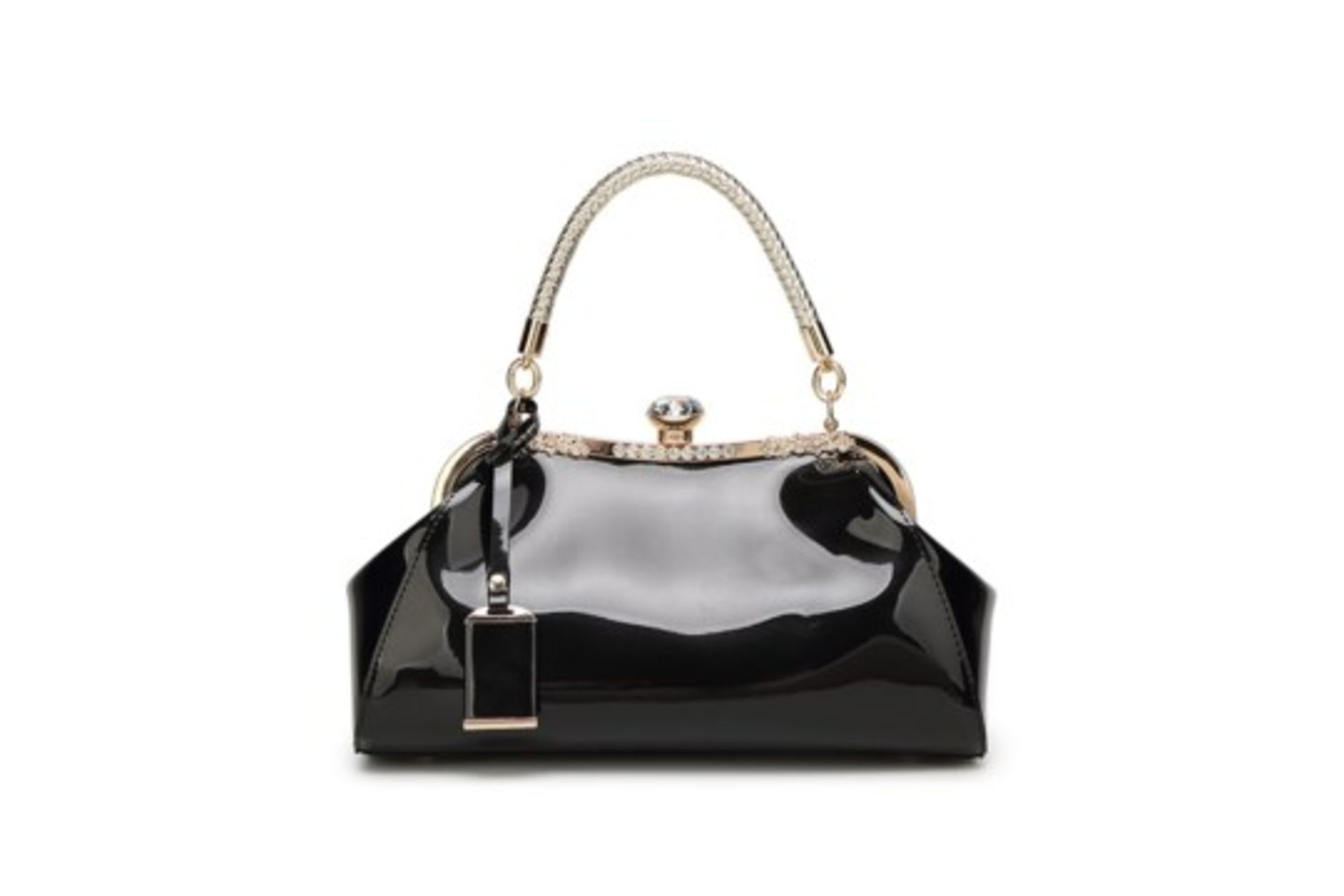 Black, Single Handle, Gloss Ladies, Gold Detail, Night Bag, RRP £36.99