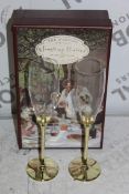 Boxed Pair of The Wedding Of The Season Gold Stem Glass Champagne Flutes RRP £24.99