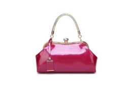 Hot Pink, Single Handle, Gloss Ladies, Gold Detail, Night Bag, RRP £36.99