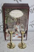 Boxed Pair of The Wedding Of The Season Gold Stem Glass Champagne Flutes RRP £24.99