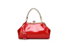 Hot Red, Single Handle, Gloss Ladies, Gold Detail, Night Bag, RRP £36.99