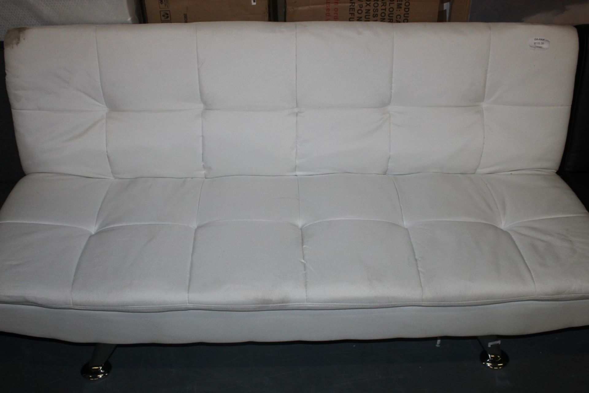 White Fabric 3 Seater Click Clack Sofa Bed RRP £22