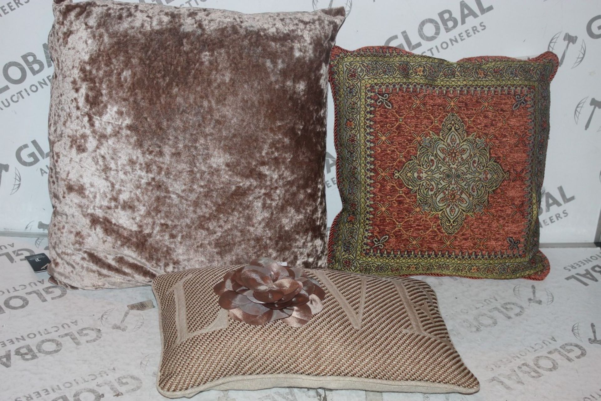 Lot to Contain 3 Assorted Love Scatter Cushions, Paillette Scatter Cushions, Aztec Pink Scatter