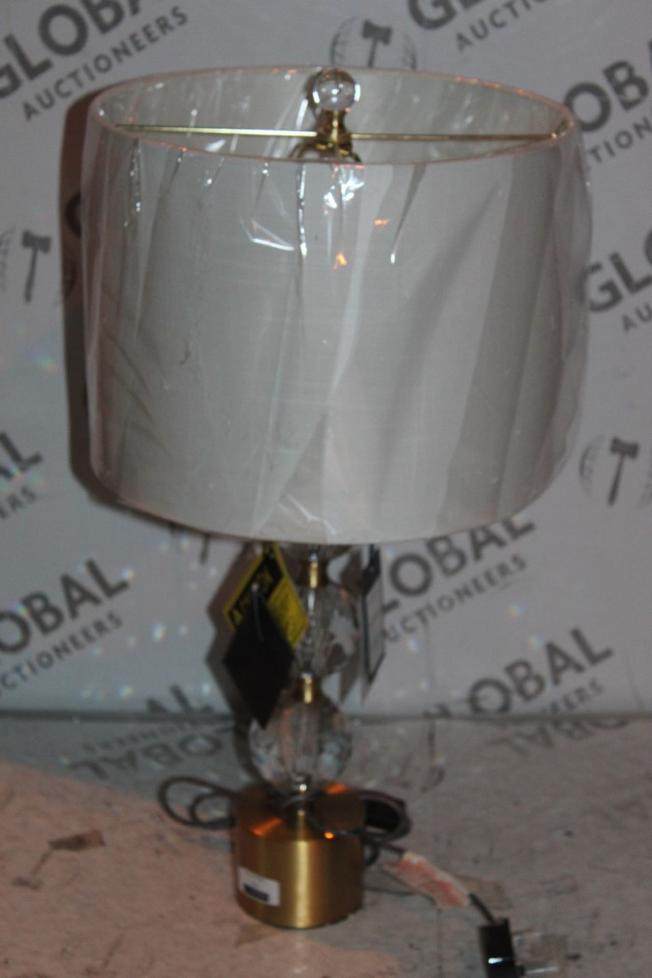 Boxed Jonathan White Glass Bottle Fabric Shade Table Lamp, RRP£60.00 (17124) (Public Viewing and
