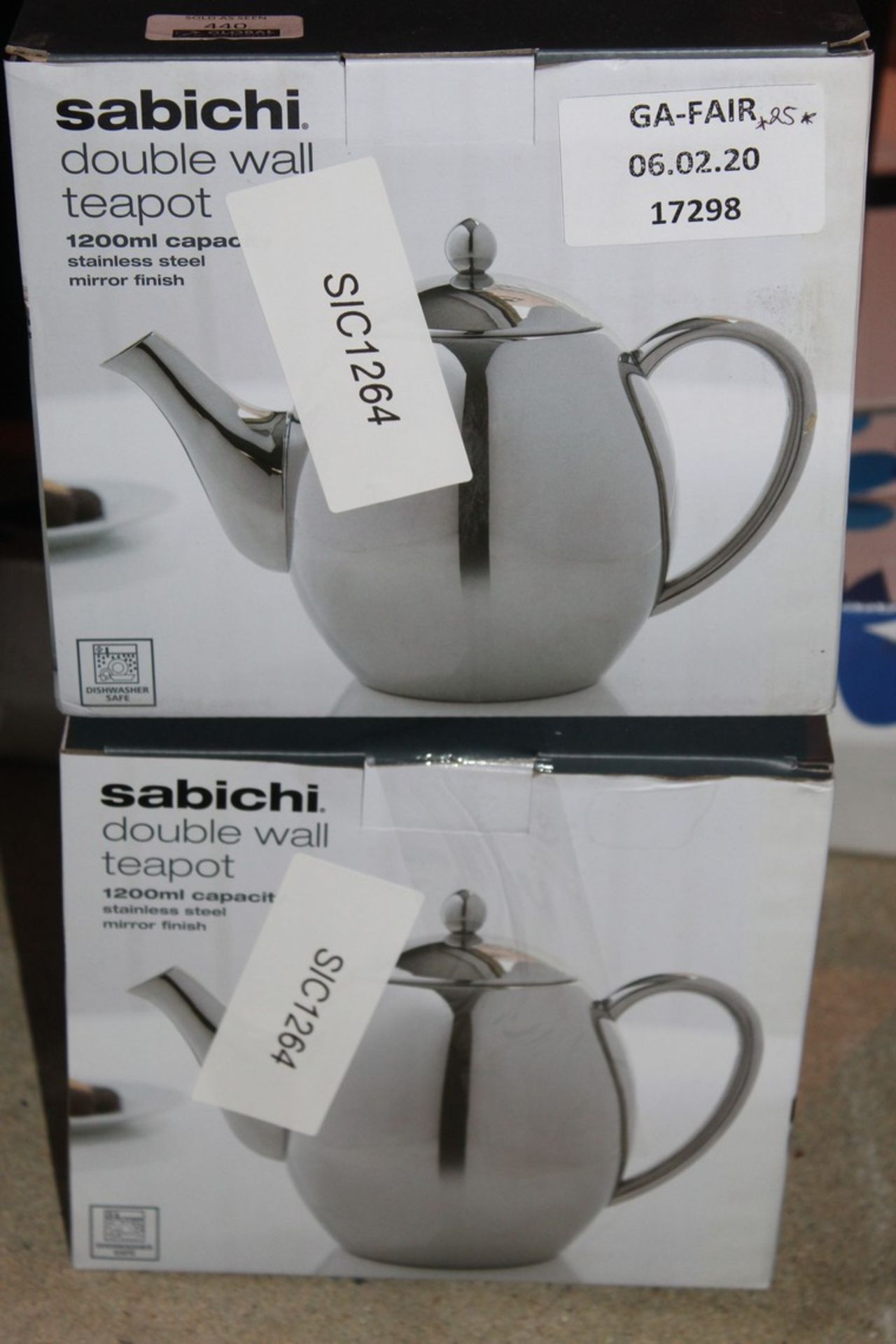 Lot To Contain 2 Boxed Sabichi Double Wall Tea Pots RRP £60 (17298) (06.02.20) (Public Viewing and