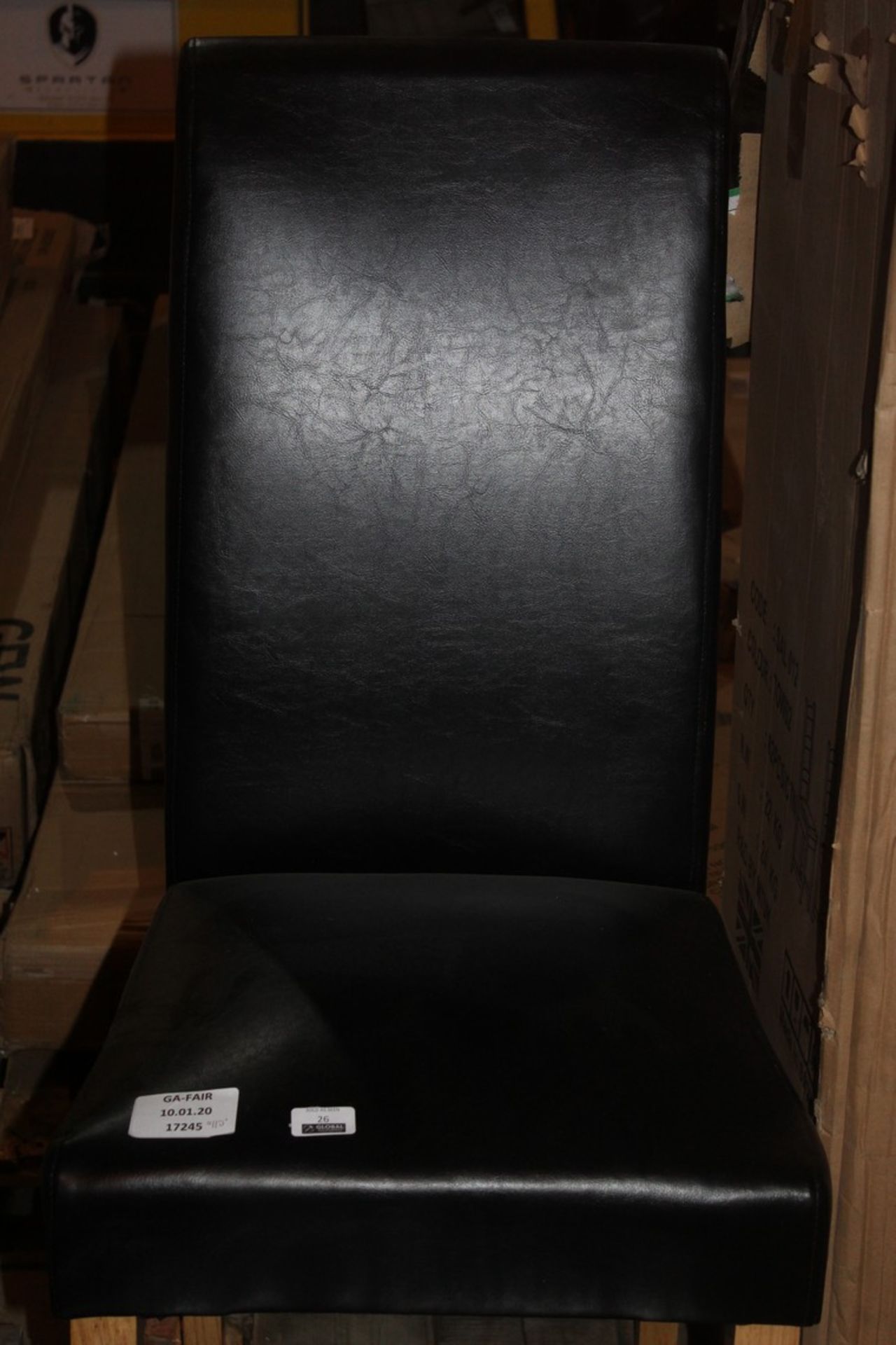 Lot to Contain 2 Traditional, Black Leather, Dining Chairs, RRP£110.00 (17245) (Public Viewing and