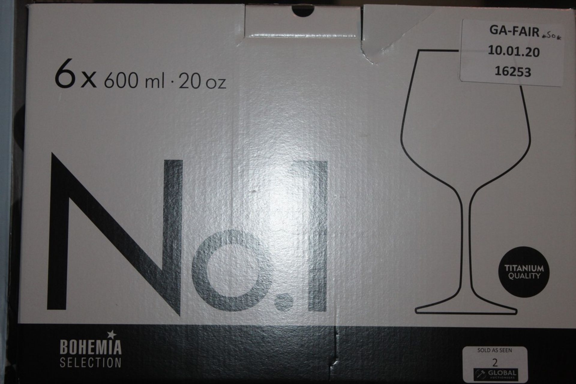 Boxed Set of 6 Bohemia Selection Number 1 Wine Glasses, RRP£50.00 (16253) (Public Viewing and