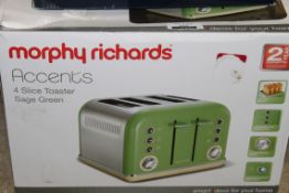 Boxed Morphy Richards Axins 4 Slice Sage Green Toaster RRP £50 (Untested Customer Return) (Public