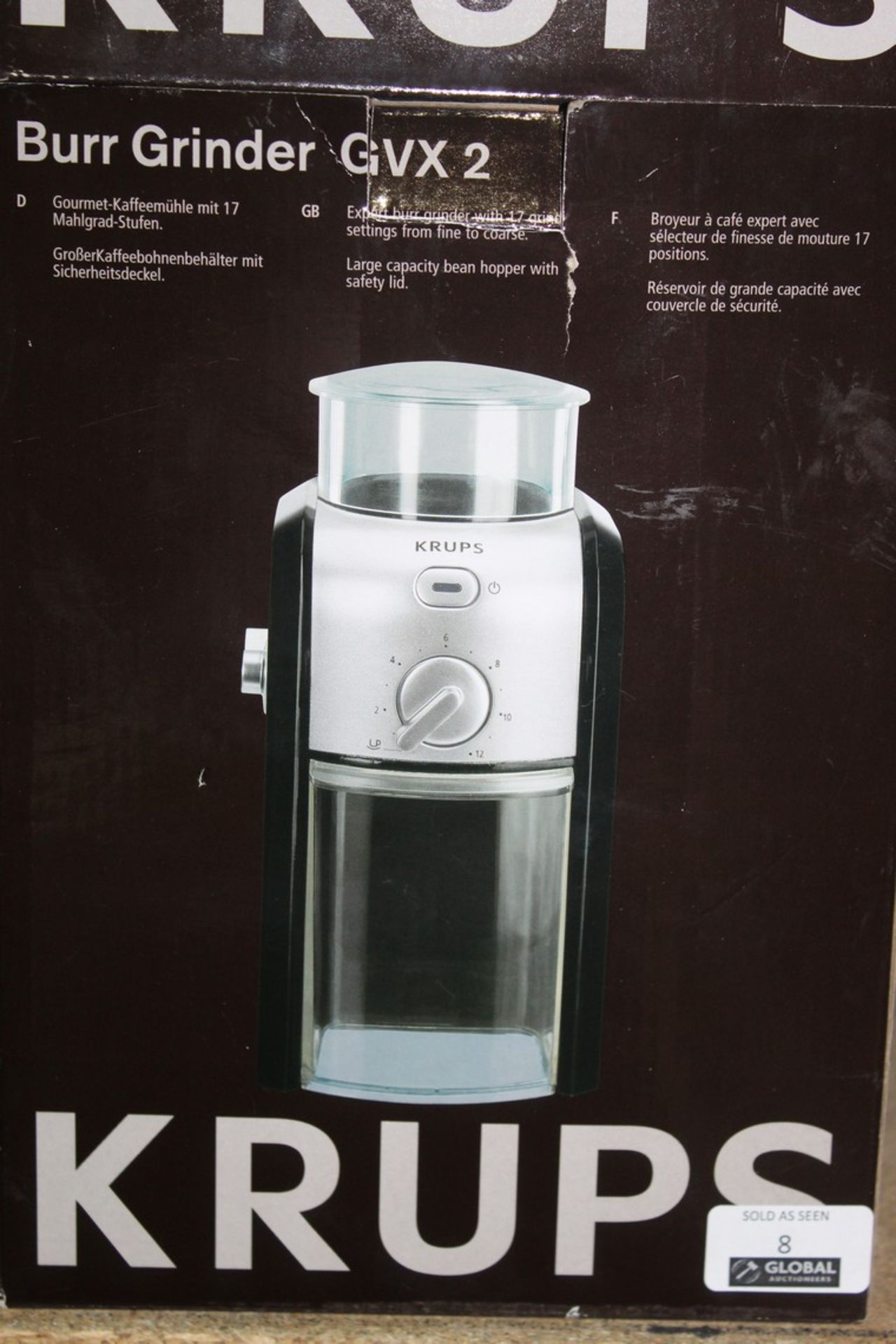 Boxed Krups Bare Grinder GVX2 Coffee Grinder RRP£70.00 Each 00239790 (RET00404432) (Public Viewing