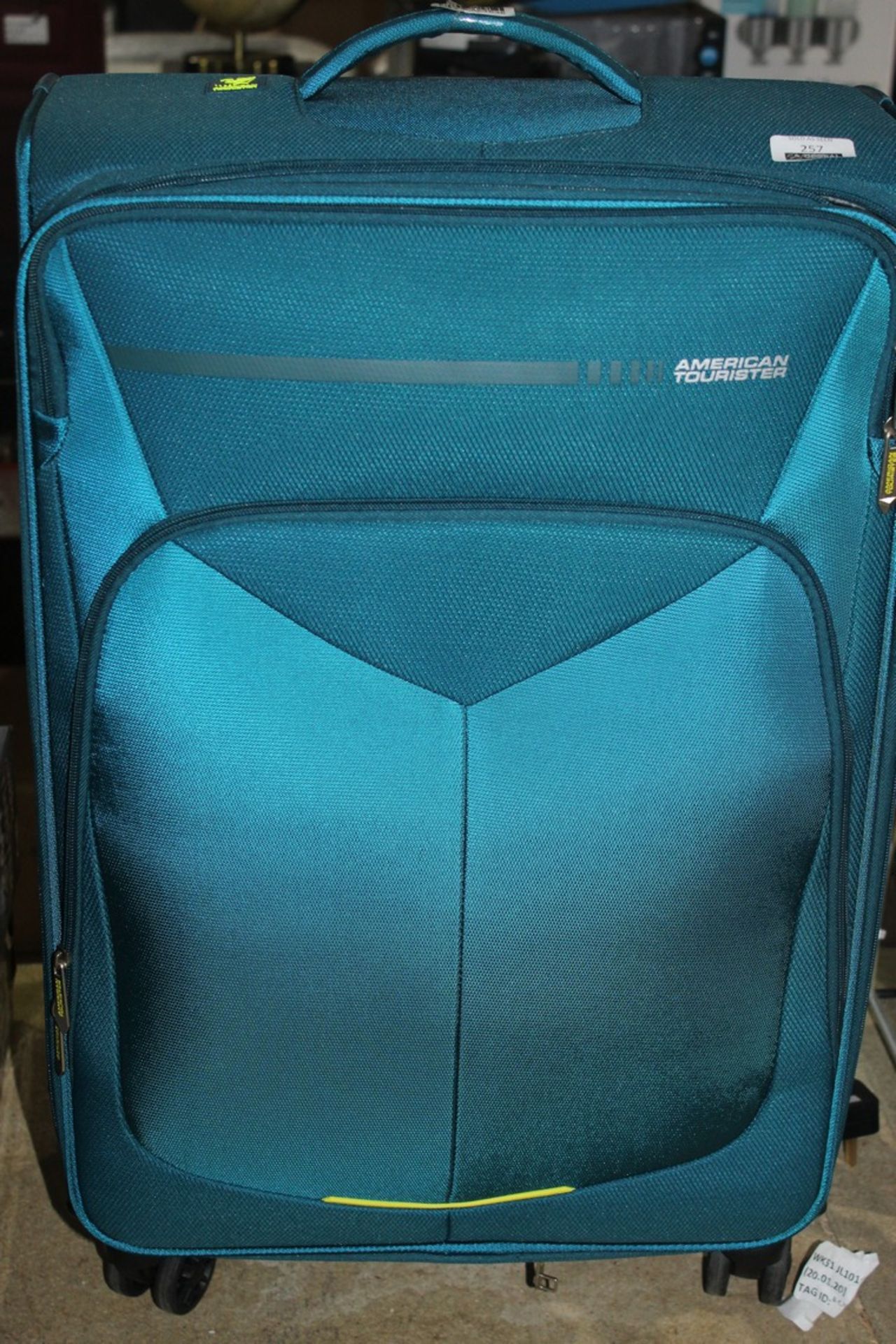American Tourister, Teal Blue, Soft Shell Spinner Suitcase, RRP£125.00 (RET00621638) (Public Viewing
