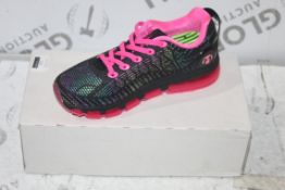 Boxed Brand New Pair Of Size UK3 Mix Irridescent Pink And Black Ladies Running Shoes RRP £45 (Public