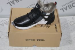 Boxed Brand New Pair Of Black And Grey One Mix Fur Lined Trainers Size RRP £45 (Public Viewing and