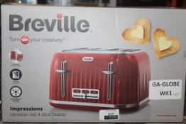 Boxed Brevelle Impressions Venesian Red 4 Slice Toaster RRP £40 (Untested Customer Return) (Public