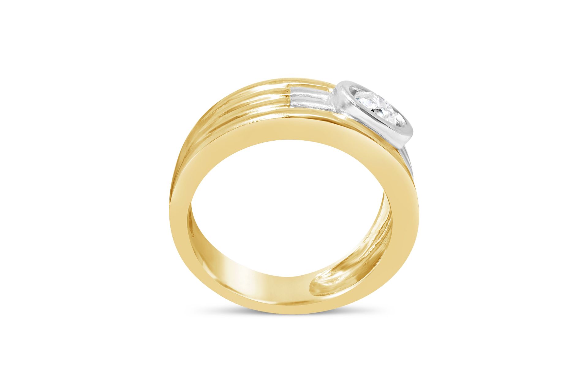 Wide Band Diamond Ring, Metal 9ct Yellow Gold, Wei - Image 3 of 3