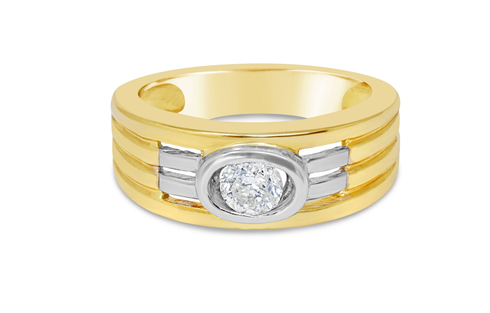 Wide Band Diamond Ring, Metal 9ct Yellow Gold, Wei - Image 2 of 3