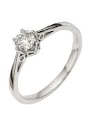 Diamond Solitaire Engagement Ring, Metal 9ct White