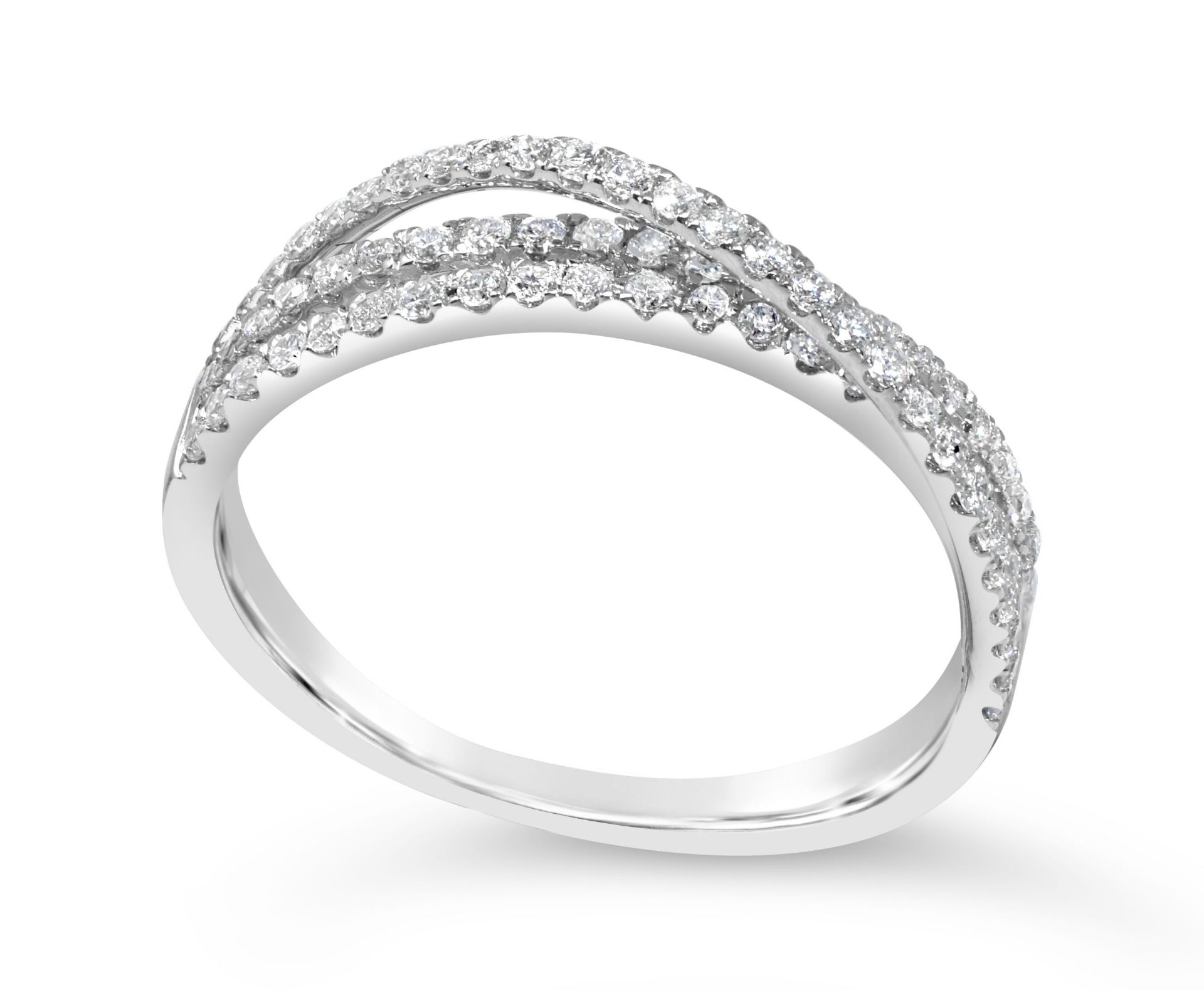 Diamond Set Ribbon Twists Ring, Metal 14ct White G - Image 3 of 3