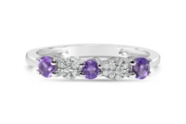 Amethyst and Diamond Eternity Ring, Metal 9ct Whit