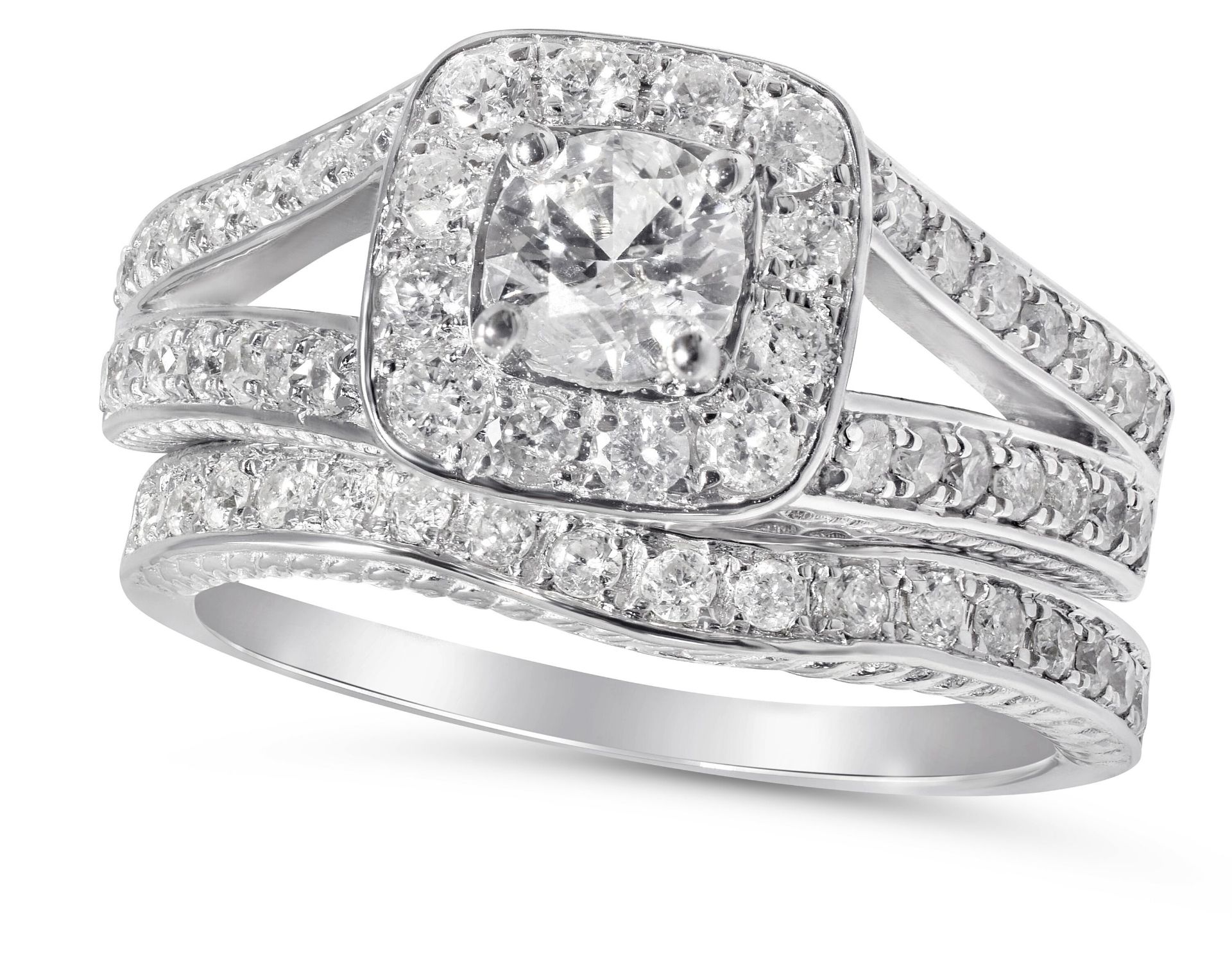 Bridal Set of Matching Engagement and Wedding Ring - Image 2 of 4