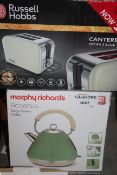 Lot To Contain 1 Russell Hobbs Cream Toaster And Morphy Richards Sage Kettle RRP £110 (Untested/