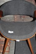 Grey Fabric Walnut Leg Curved Back Designer Chair RRP £130 (17245)