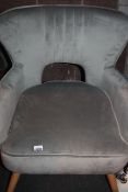 Grey Fabric Light Oak Leg Designer Arm Chair RRP £350