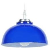 Lot To Contain 2 Tosel Enamel Blue Painted Single Pendant Ceiling Lights Combined RRP £160 (16158)