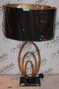 Infinity Hoop Gold Painted Base Fabric Shade Designer Table Lamp RRP £80 (17124)
