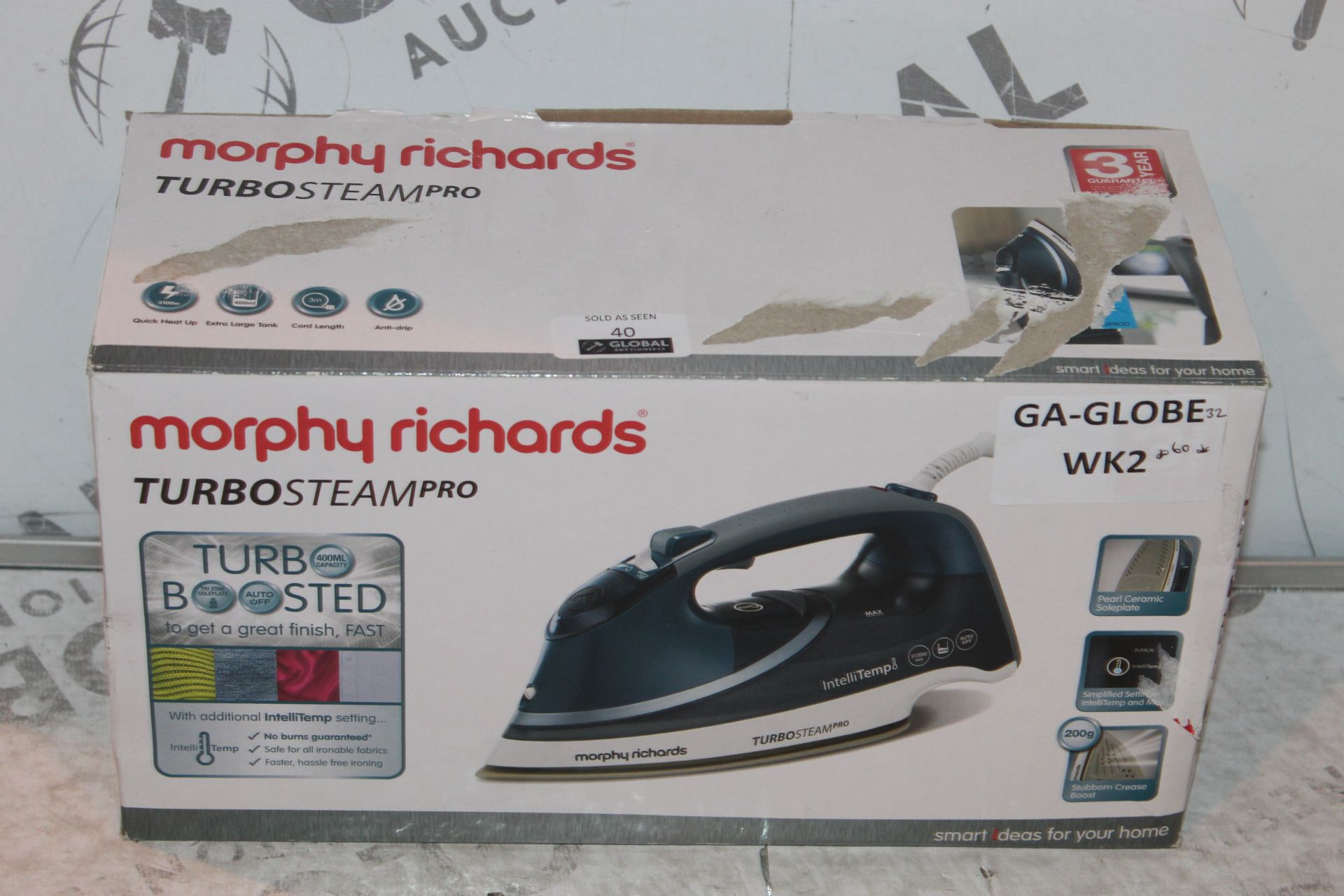 Boxed Morphy Richards Turbo Steam Pro Iron RRP £60 (Untested/Customer Returns)