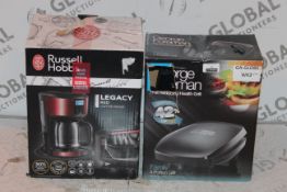 Lot To Contain One George Foreman Fat Reducing Health Grill And Red Coffee Maker RRP £80 (Untested/