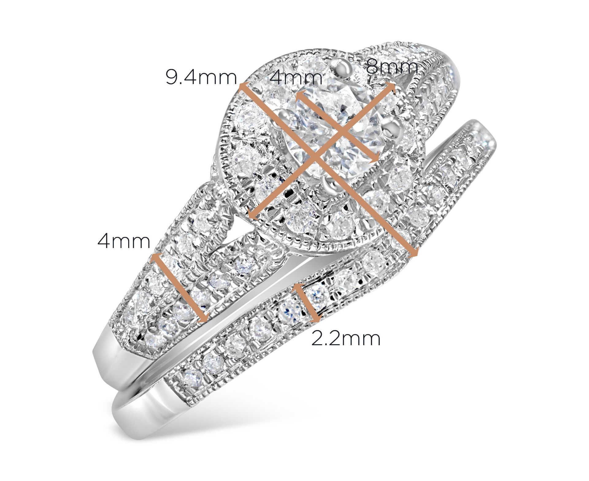 Bridal Set Of Diamond Engagement and Wedding Rings With Over 50 Diamonds in Total, Metal 9ct White - Image 2 of 4