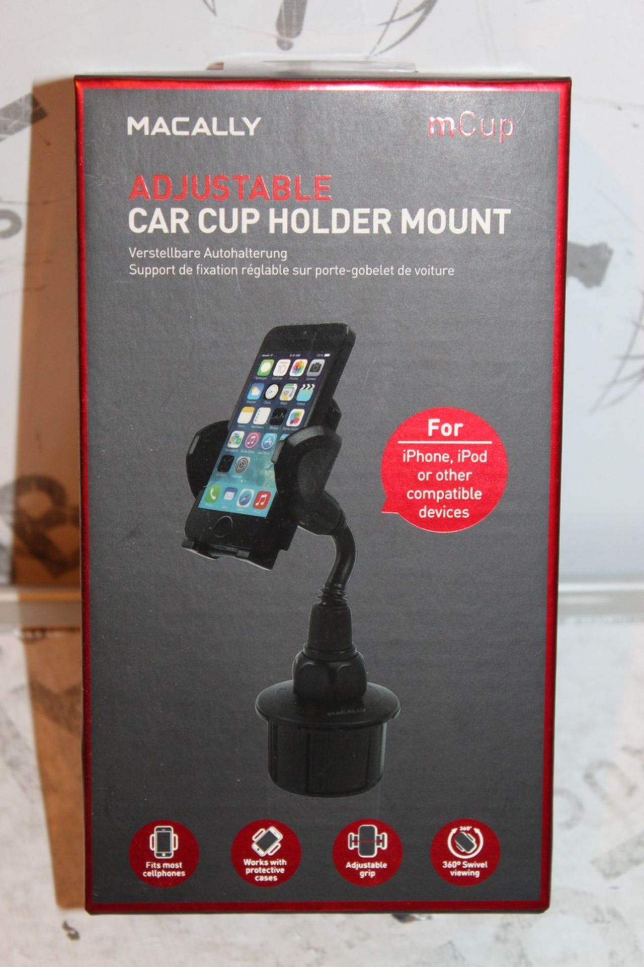 3 Boxed Macally Adjustable Car cup Holder Mounts, Combined RRP£90.00