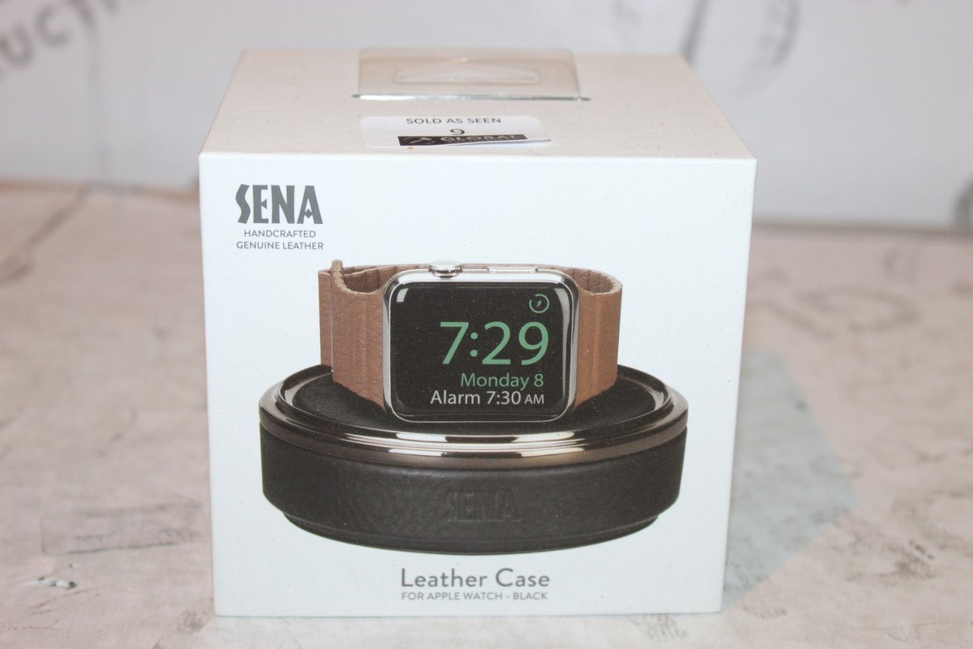 2 Boxed Sena, Black leather Apple Watch Cases, Combined RRP£70.00